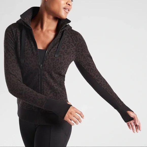 Athleta Tops Athleta Leopard Print Triumph Hoodie Size Small Poshmark